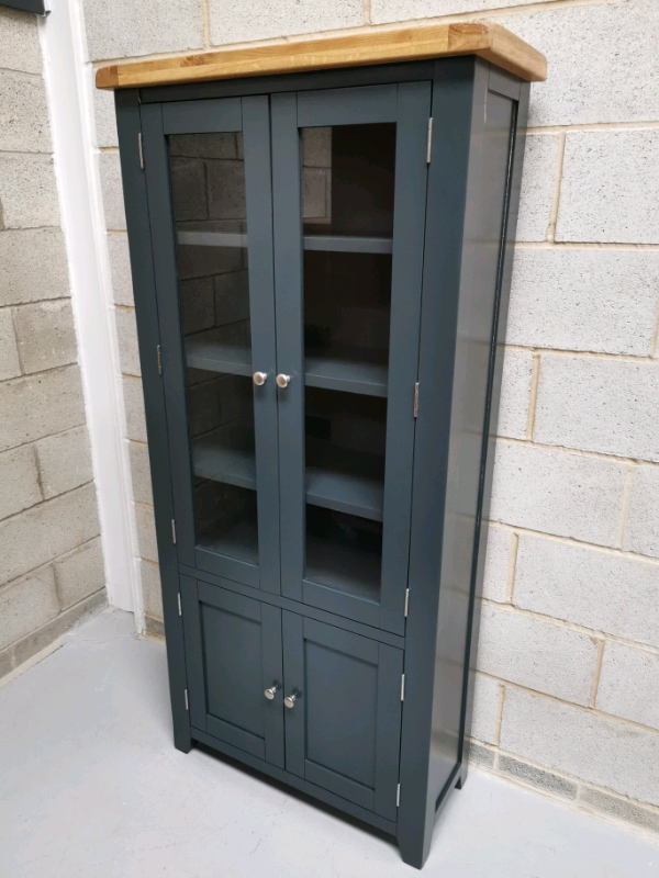 Hampshire Slate Blue Painted & Oak Display in Retford