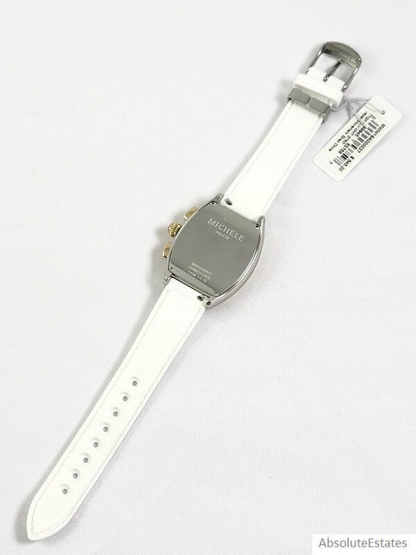 Pre-owned Michele Releve Sport Two Tone Gold Silver Watch White Silicone Mww19a000037