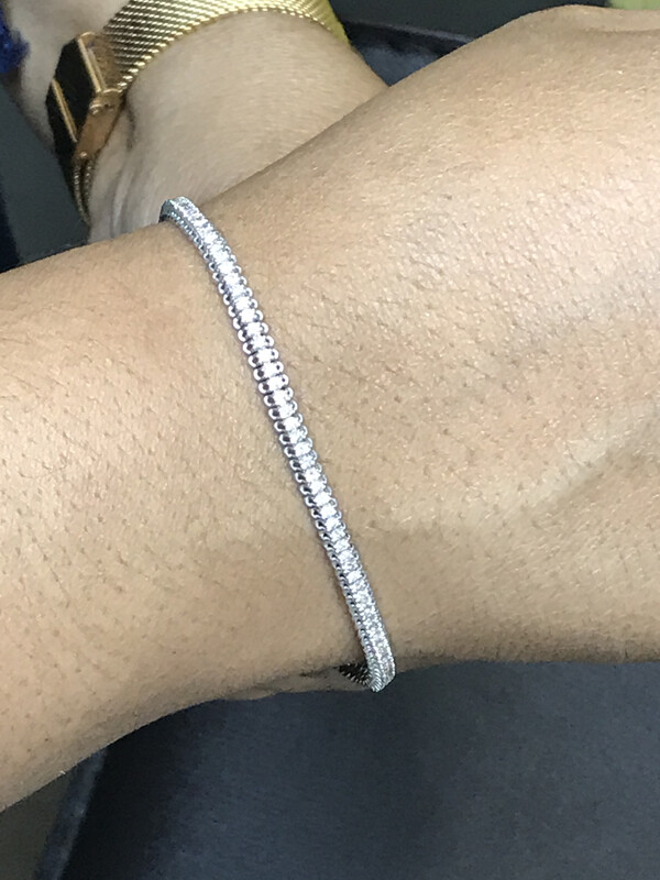 Pre-owned Morris 1.50 Carat Natural Diamond Soft Tennis Bracelet G-h Si 14k White Gold 110 Stones