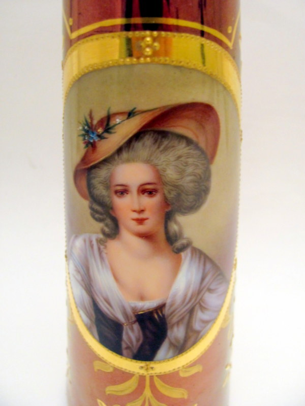 Antique Hand Painted Dresden Richard Klemm Female Vigelehen Portrait Vase 1900