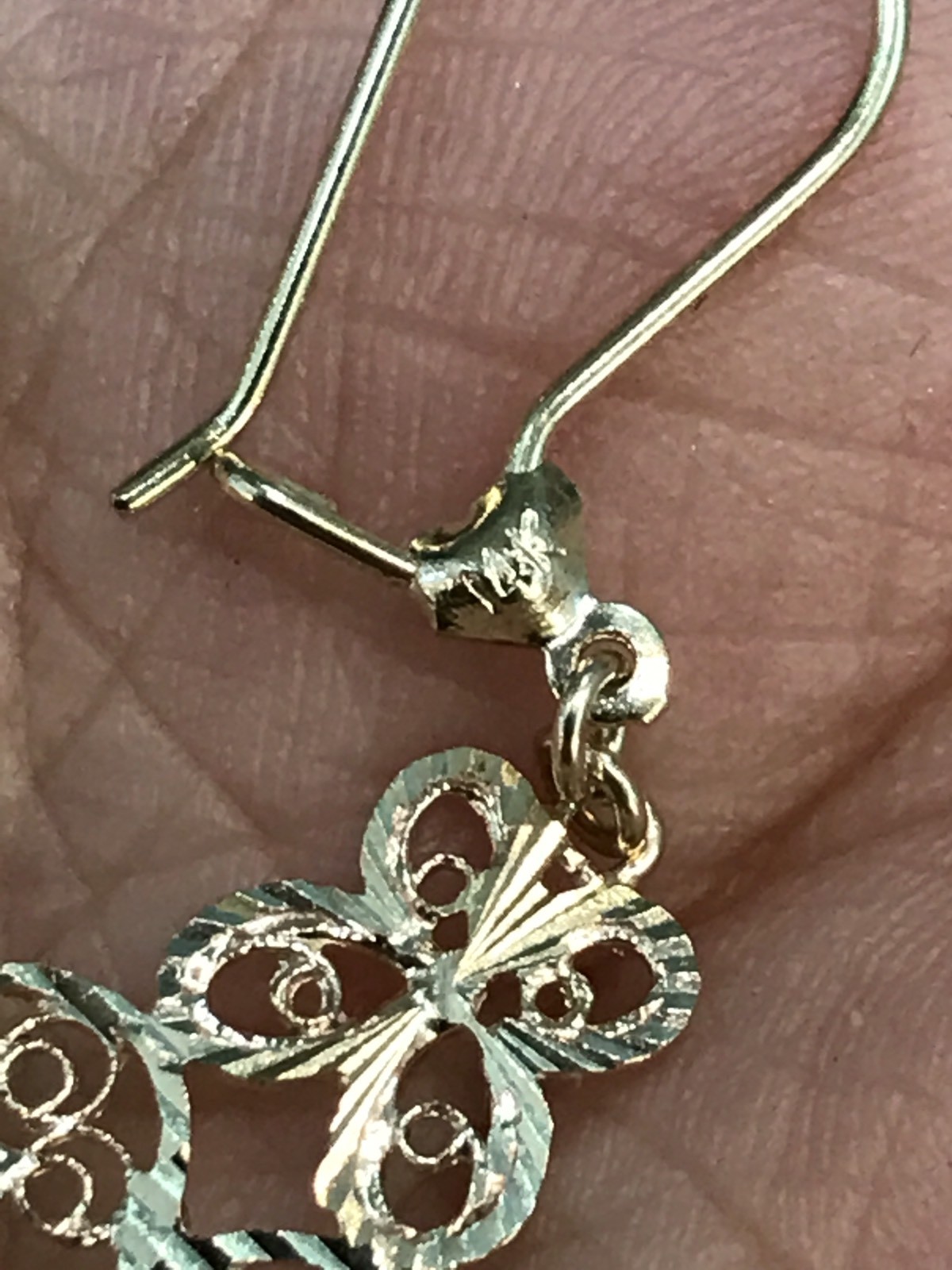 Pre-owned Handmade Gold Chandelier 14k Earring Filigree Heart Butterfly Gypsy Drop Dangle Long In Multicolor