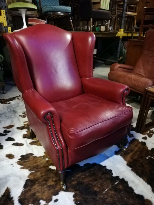 Red Leather Wingback Chair In Southside Glasgow Gumtree