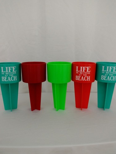SPIKER Lifestyle Holder, Put in the sand to hold beverage NEW 5 Pack Multicolor