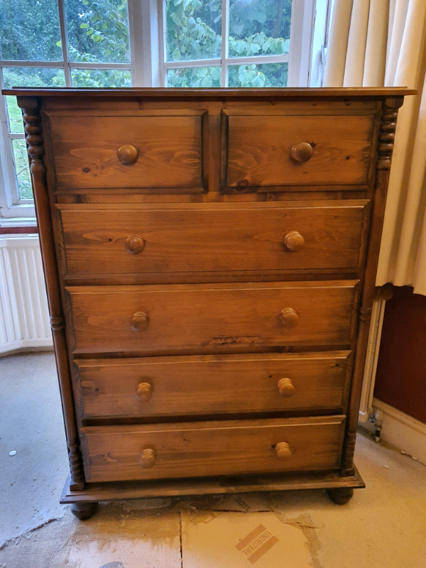 Dark stained pine handmade chest of draws in Blidworth