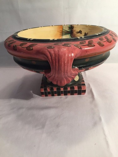 DECORATIVE CERAMIC DUCK CANADIAN GOOSE DISH BOWL PEDESTAL