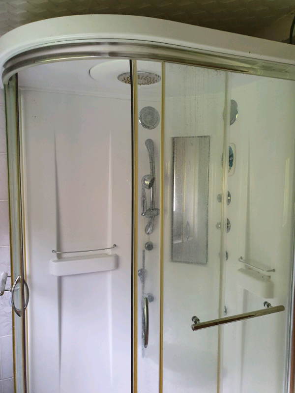 Aqualux Shower Unit Enclosure Tray Glass Sliding Door Steam Sauna