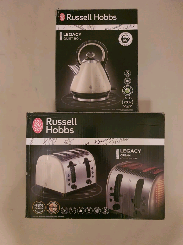 Brand new russell hobbs legacy cream kettle and toaster set in
