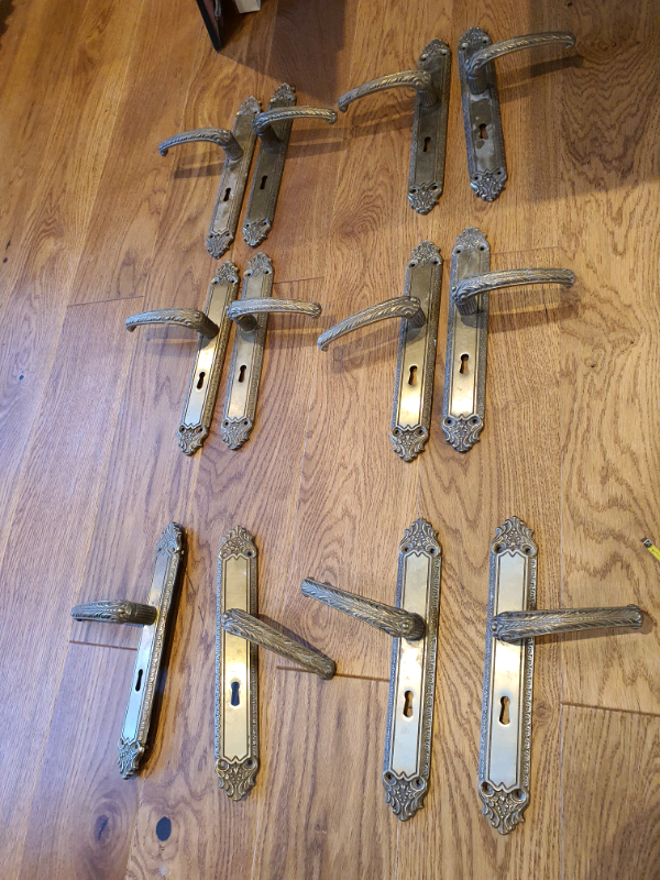 PAIR OF VICTORIAN ANTIQUE BRASS DOOR HANDLES Reclaimed in Woodford