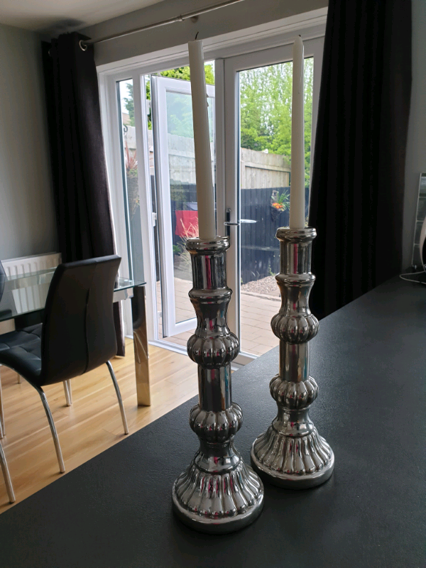 Pair of chrome coloured candle holders in Dunmurry, Belfast Gumtree