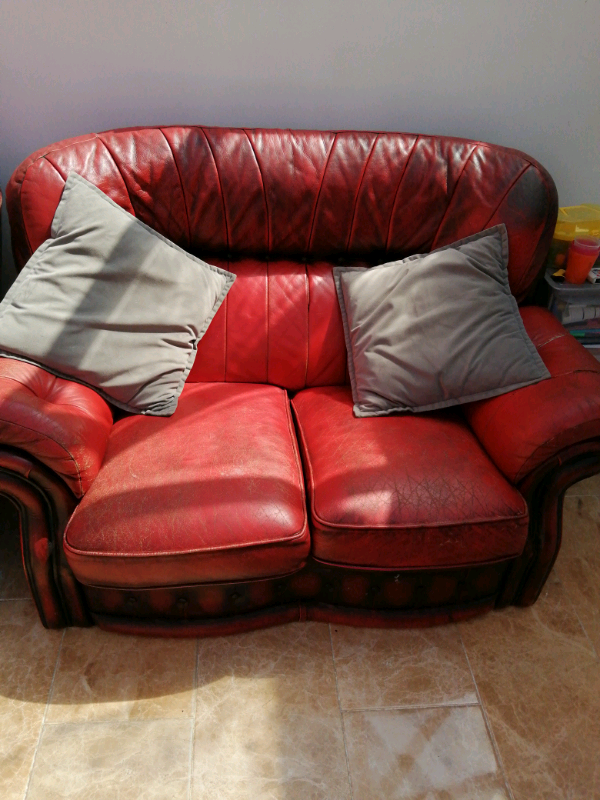 2 seater real leather sofa. in Kings Lynn, Norfolk Gumtree