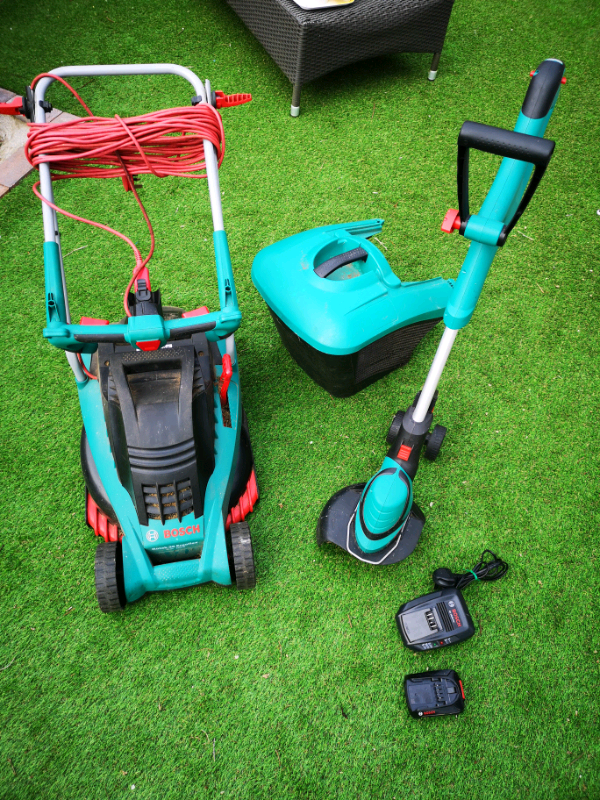 lawn mower and strimmer set b&m