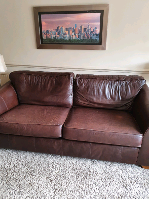 M&S Abbey Large Brown Leather Sofa in Wirral, Merseyside Gumtree