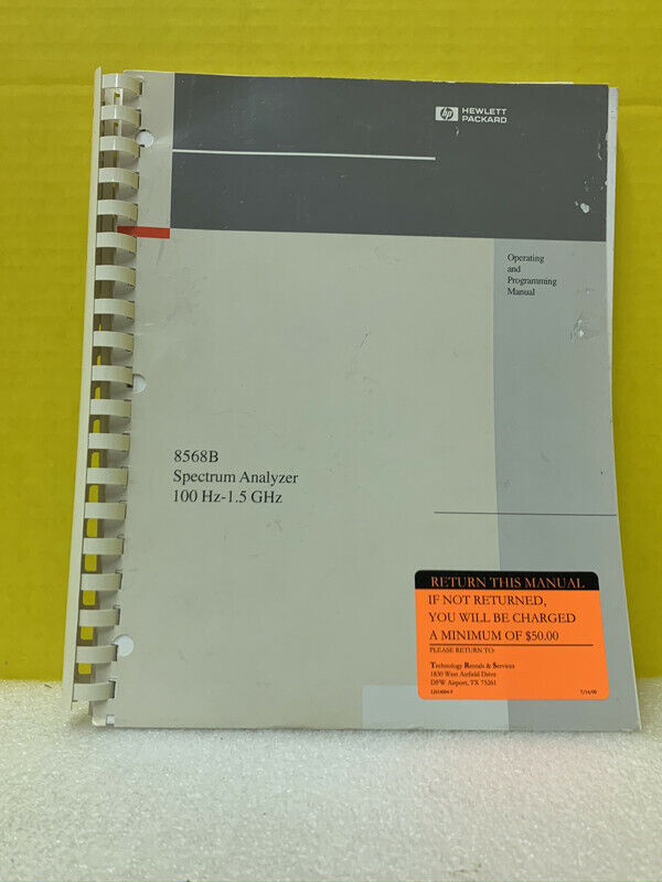 8568B Operating Agilent HP Keysight 08568-90041 Programming Manual