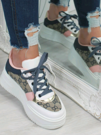 Ladies Patterned Platform Trainers 