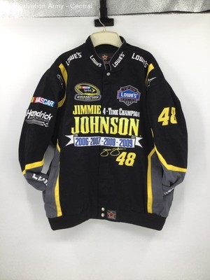 JH Design Mens Black Gray Nascar Jimmie Johnson #48 Racing Jacket