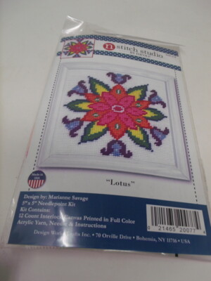 Design Works LOTUS  Flower Needlepoint Kit 5'' x5'' 