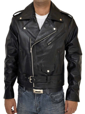 ジャケット・アウター HIGHWAY ONE double leather jacket Highway One Black Leather Biker Jacket L Size 46 Large
