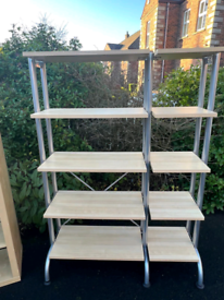 10 tier beech wood shelving unit on a chrome frame £95
