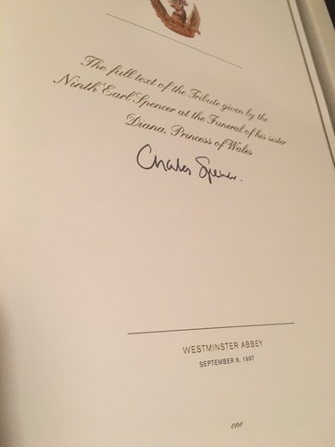 Funeral Tribute For Diana Princess of Wales Signed Bro Charles Spencer W/ Plate