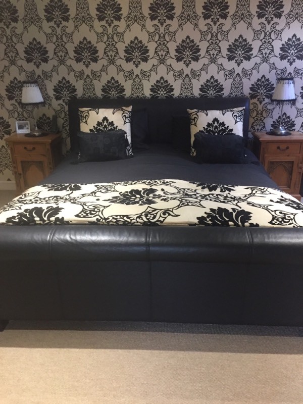 Black leather super king bed frame in Morpeth, Northumberland Gumtree