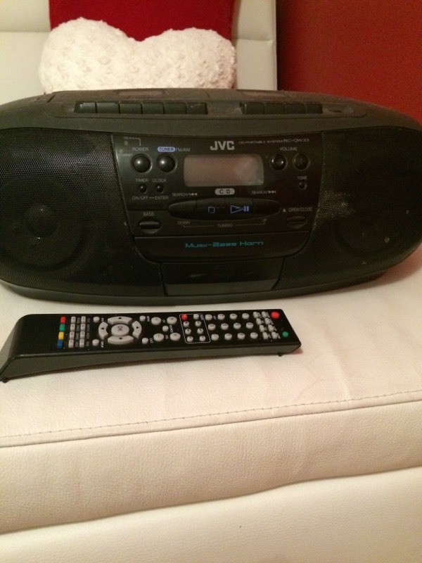 Jvc CD player with double tape decks and automatic tuning radio from