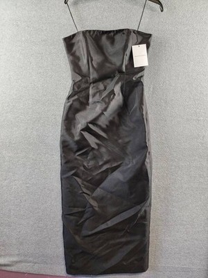 Brandon Maxwell Silk Mikado Dress Women's 0 Black Strapless Back Zip Closure