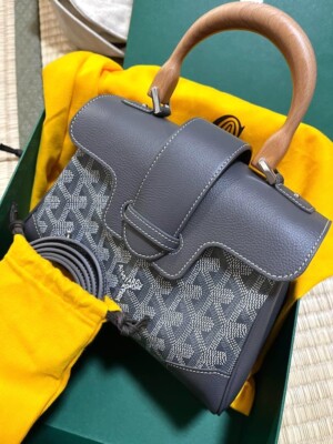 【GOYARD】サイゴン ミニ GOYARD Saigon Mini Bag Gray Crossbody Wood Handle Shoulder
