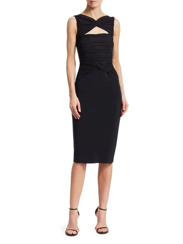 Pre-owned Chiara Boni La Petite Robe Audrine Ruched Cutout Bodycon Dress, Black Size 2