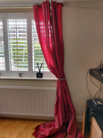 Ikea Felicia Unlined Drapery Panels 57 X 98 Rich Deep Pink Shimmer Pair Ebay