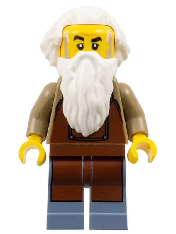 Train Worker - White Hair and Beard, Reddish Brown Apron…