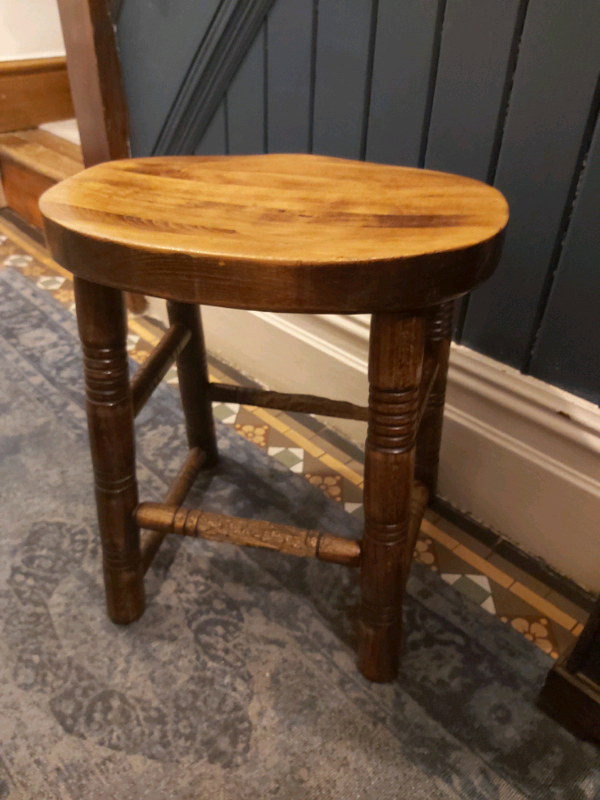 Antique Beech Elm Victorian Pub Saddle Stool in Ystradgynlais