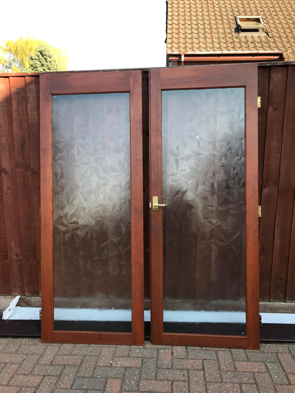Wooden frame double door with glass panel | in Stowmarket, Suffolk