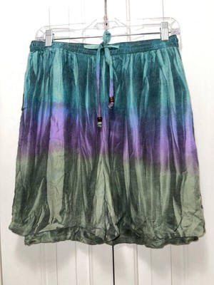 Women's GREATER GOOD Green & Purple Tie Dye Relaxed Shorts-Size 3X-NWT