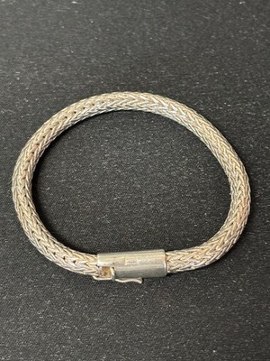 Woven Chain Box Clasp Bracelet 925 Sterling Silver 8"
