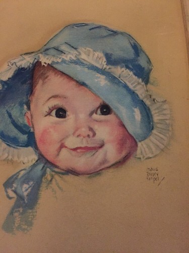 Vintage Maud Tousey Fanpel 3D Baby in Blue Bonnet