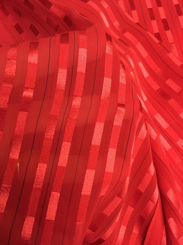 Vintage 5 yards 44” wide Gorgeous Red Fabric Nylon or Poly not sure