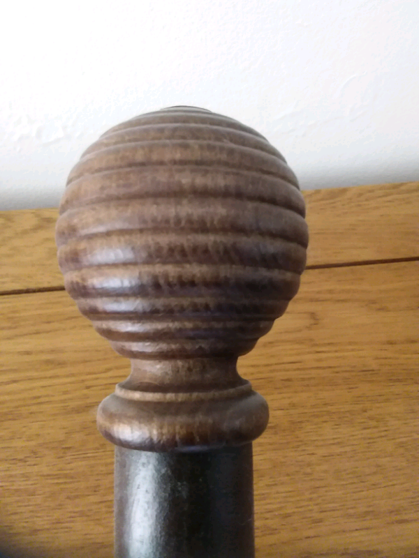 Chunky Wooden Curtain Poles X2 With Wooden Tie Back Holders 7ft