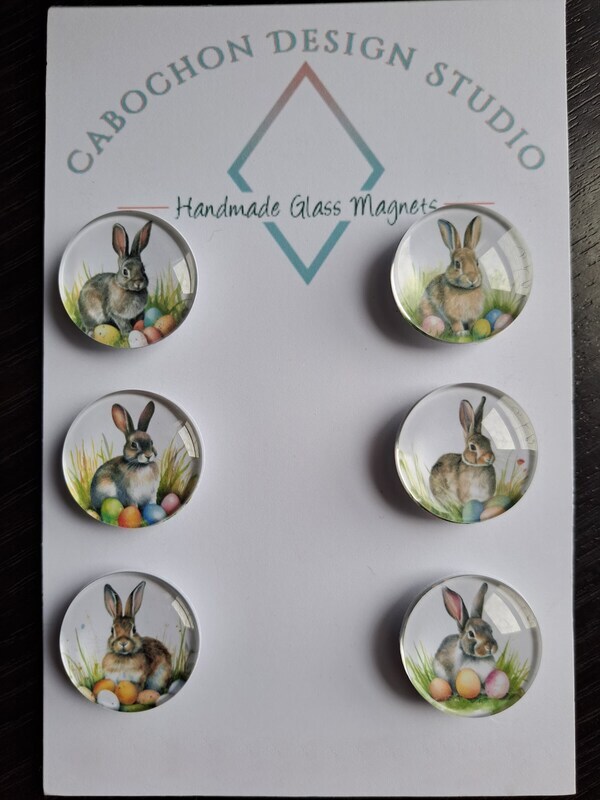 Easter Bunny Glass Cabochon Magnets, HANDMADE Home Decor, Gift Idea,