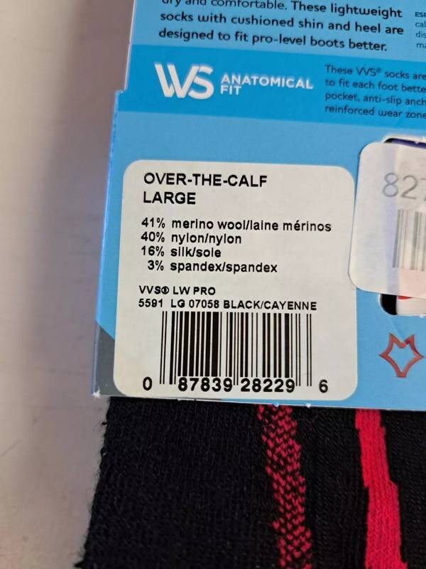 Fox River Women's Peak Lt Weight Ski/Snow Over The Calf Socks-SZ LARGE Wool/Silk