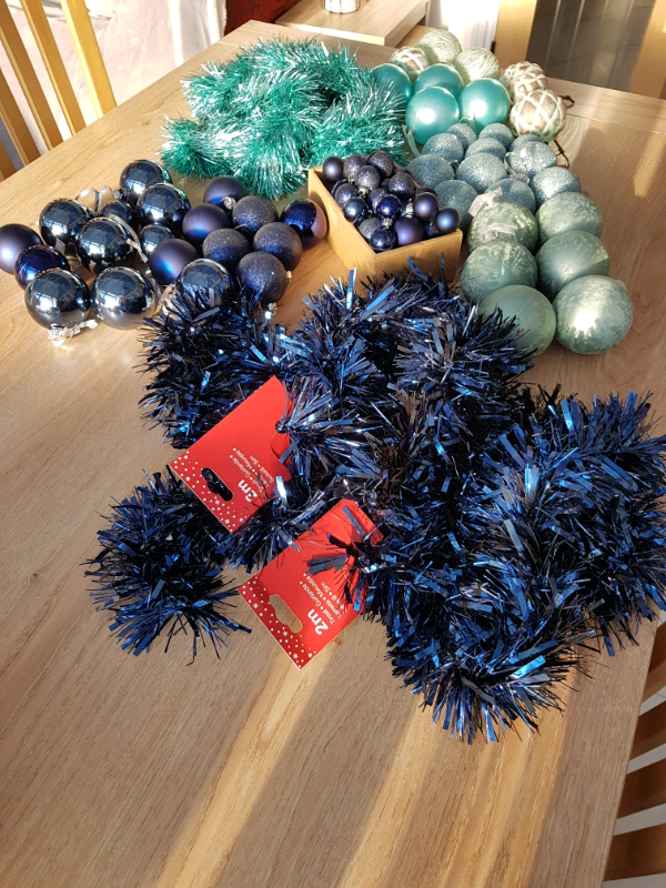 TEAL/DUCK EGG BLUE/ NAVY BLUE CHRISTMAS XMAS DECORATIONS  in Bexley