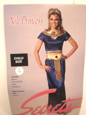 Cleopatra Egipcio Nilo Princesa Azul Disfraz Infantil Pequeño 5-6 Secrets