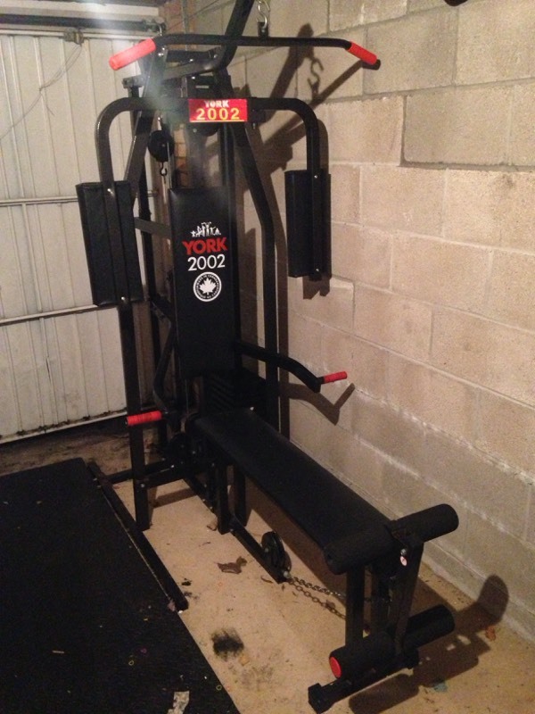 York multi gym with bench ( chest press, butterflies, lateral pull, leg
