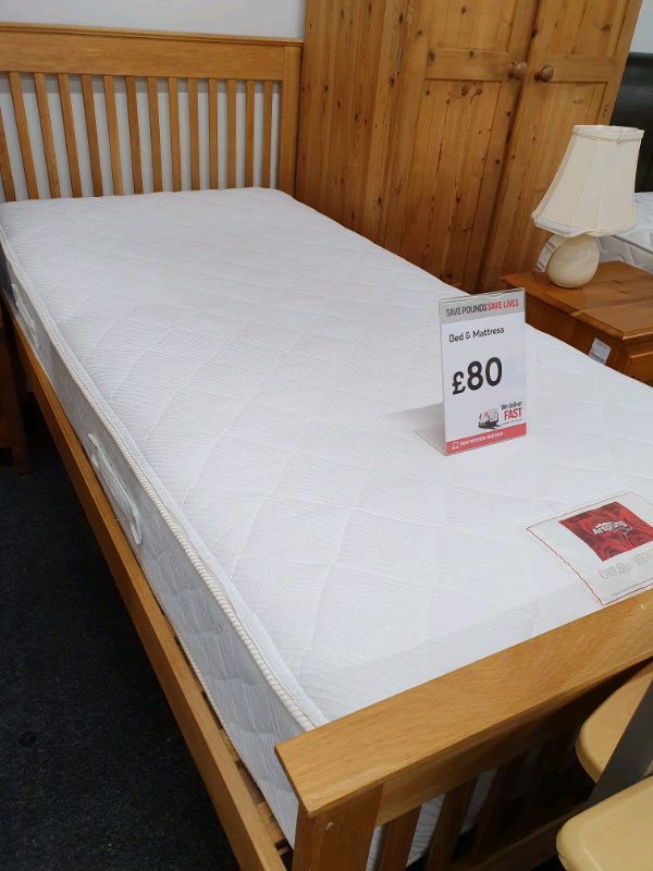 BHF Single pine bed with airsprung mattress in Huddersfield, West