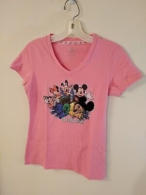 Disney pink women's or girls T- shirt sparkly characters 2012 size S cotton