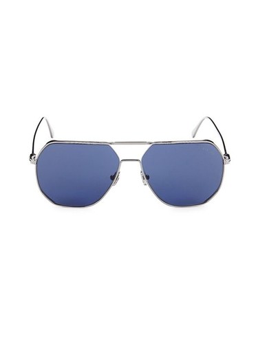Pre-owned Tom Ford $485 In Box  Men's 59mm Aviator Sunglasses W/blue Lens In Gray