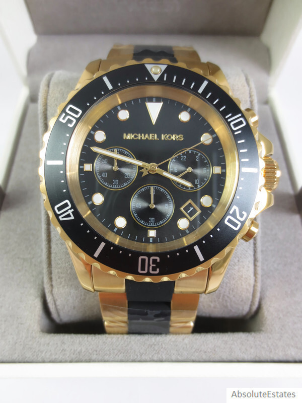 MICHAEL KORS　時計　ゴールド×ブラック NEW Michael Kors Everest Two Tone Gold & Black Chronograph