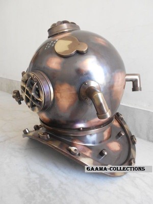 DEEP SEA U.S NAVY MARK V DIVING DIVERS HELMET COPPER & BRASS 18