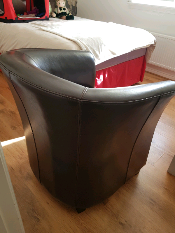 Brown leather Bucket chair in Chryston, Glasgow Gumtree