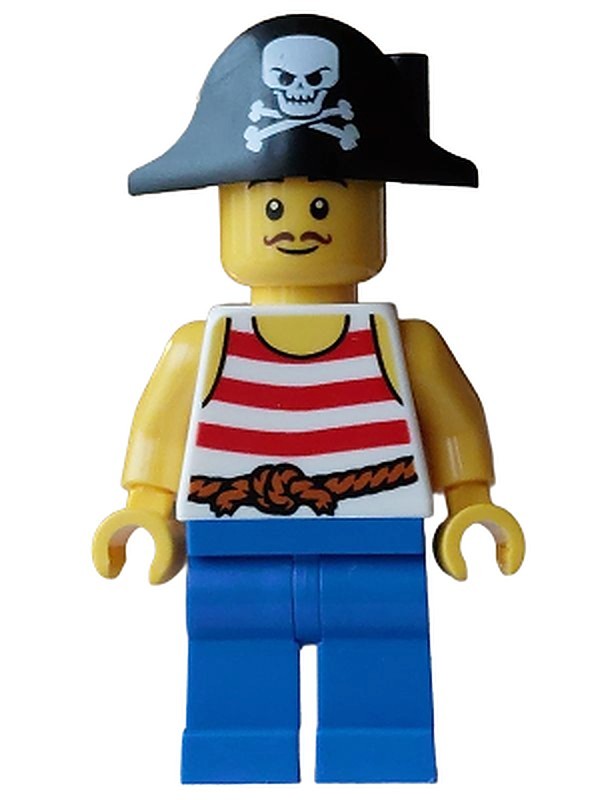 Pirate - Male, White Tank Top with Red Stripes, Blue…