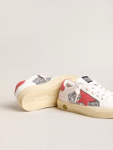 Pre-owned Golden Goose May Red/silver Sparkle Sneakers Brand 39eu